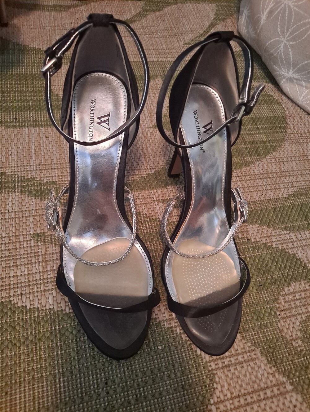 Worthington Black and Silver Sexy Strappy Pumps Heels